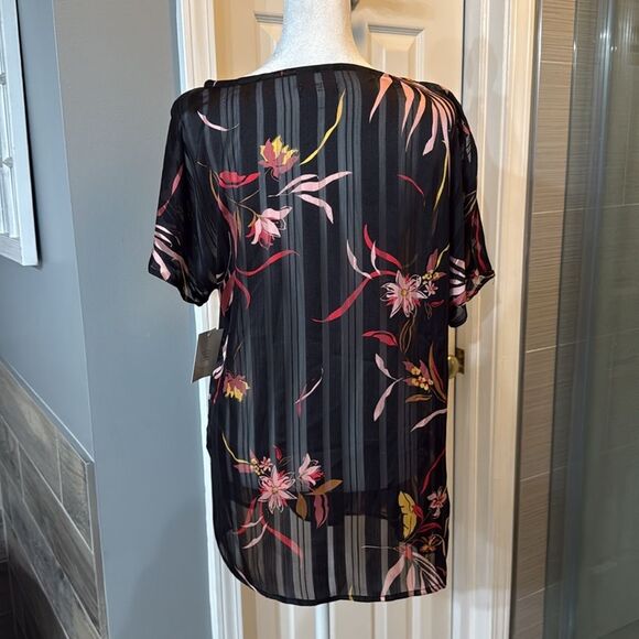 NWT 14th‎ & Union Womens Popover Tunic Black and Floral Small Top - Picture 5 of 7